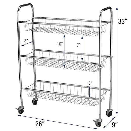 Household Essentials 33" Triple Tier Slim Storage Cart